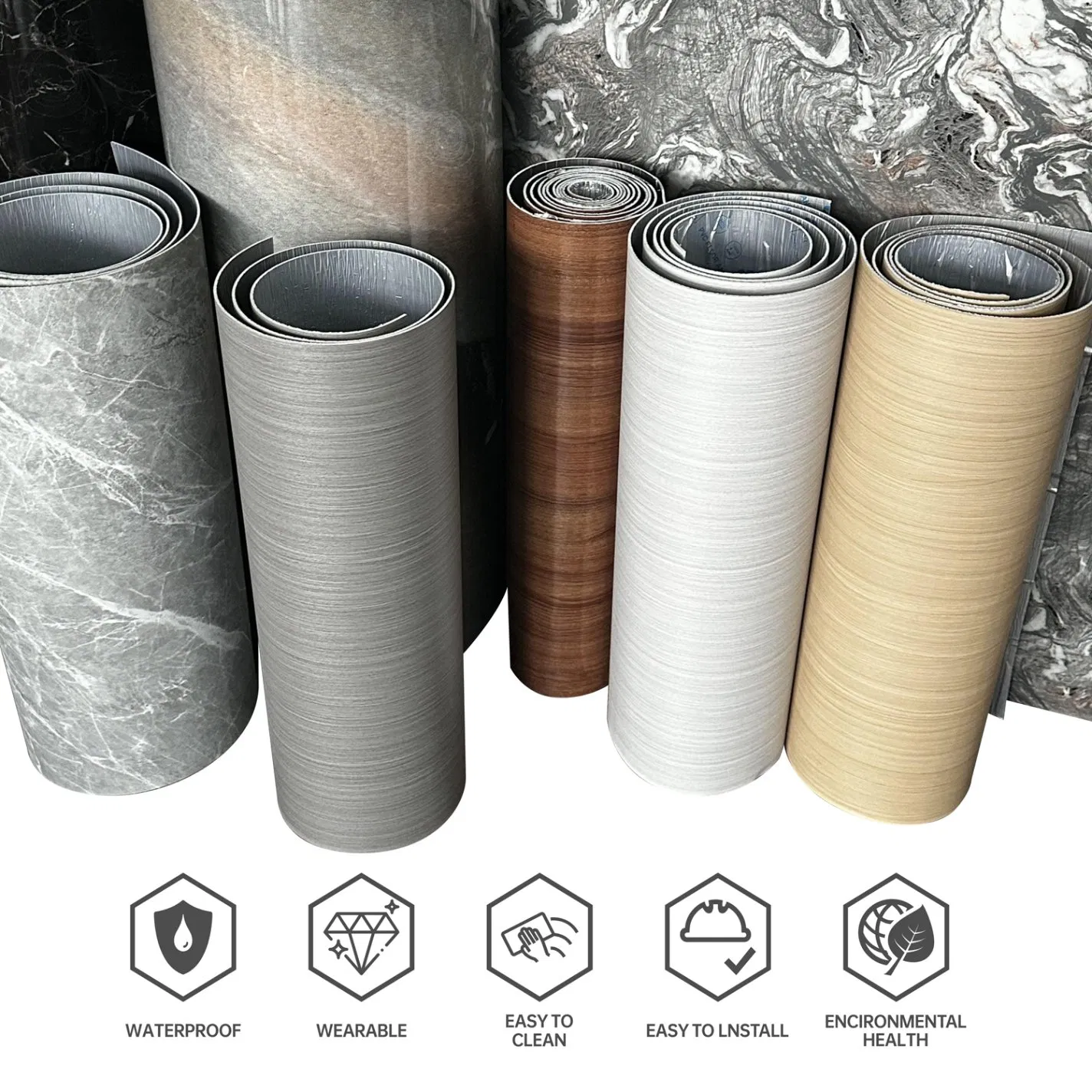 Self Adhesive Marble Sticker Waterproof for Wall Easy to Cut and Clean for Apartment Walls