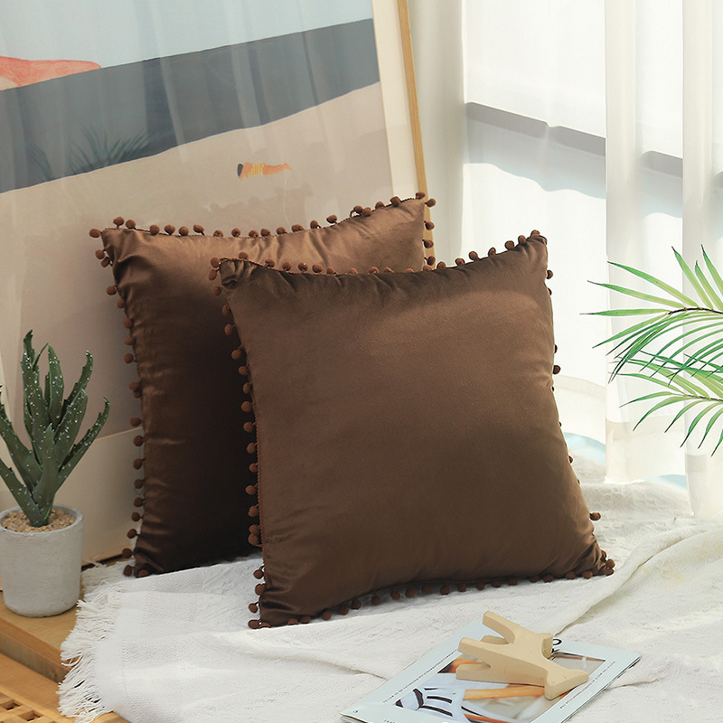 White Spring Boho Decorative Pillow Covers with POM-Poms Pillow Covers
