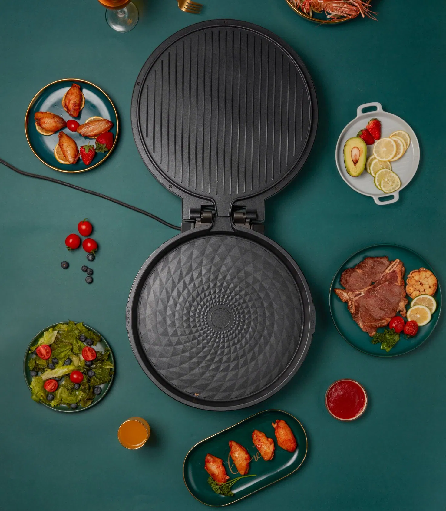 Pizza Maker Non-Stick Round Shape Electric Pizza Pan Multi Cooker