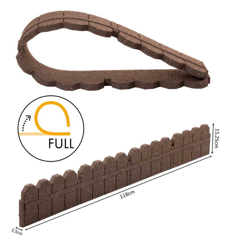 Recycled Rubber Picket Fence Lawn Edging