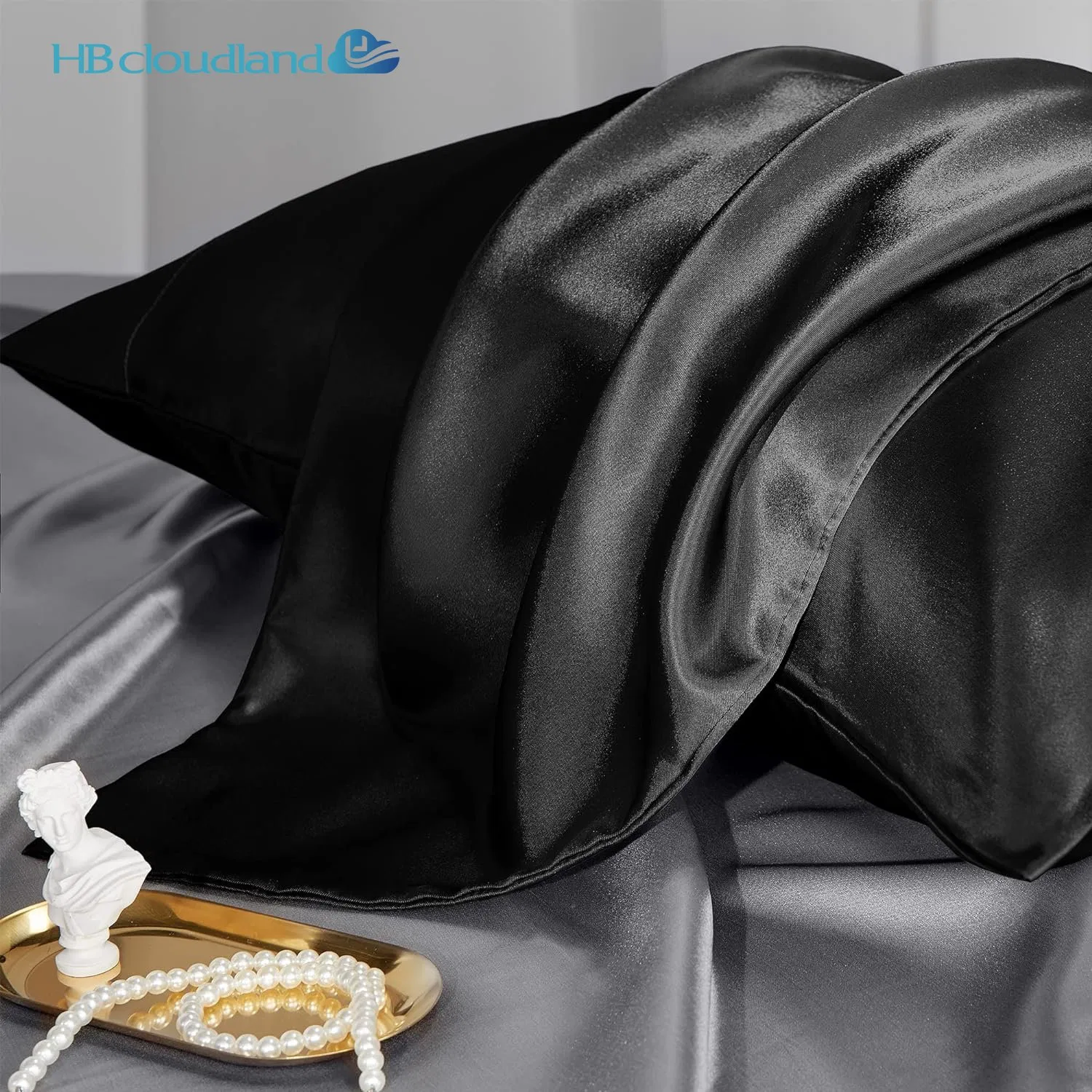Satin Silk Pillow Case Black Real Custom 100% Mulberry 19mm Silk Pillowcases Cover Wholesale
