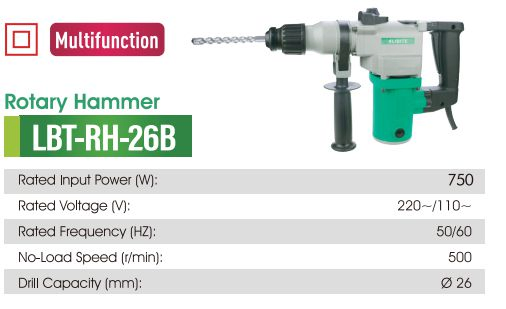 750W Heavy Duty 26mm Multifunction Rotary Hammer