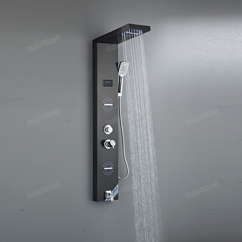 Hot Sell Bathroom Wall Mounted Stainless Steel Waterfall Shower Column LED Shower Panels