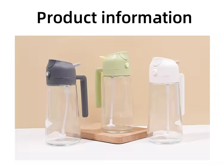 Multifunctional 2 in 1 Kitchen Glass Spray Bottle BBQ Olive Oil Sprayer Bottle for Cooking Oil Sprayer for Cooking Dishwasher Safe