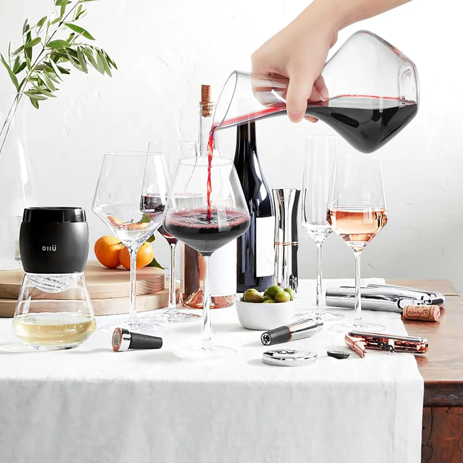 Custom Logo Capacity Sizelead-Free Crystal Glass Wine Decanter Sparkling for Barefoot Cellars Barista Barnard Griffin Baron Herzog