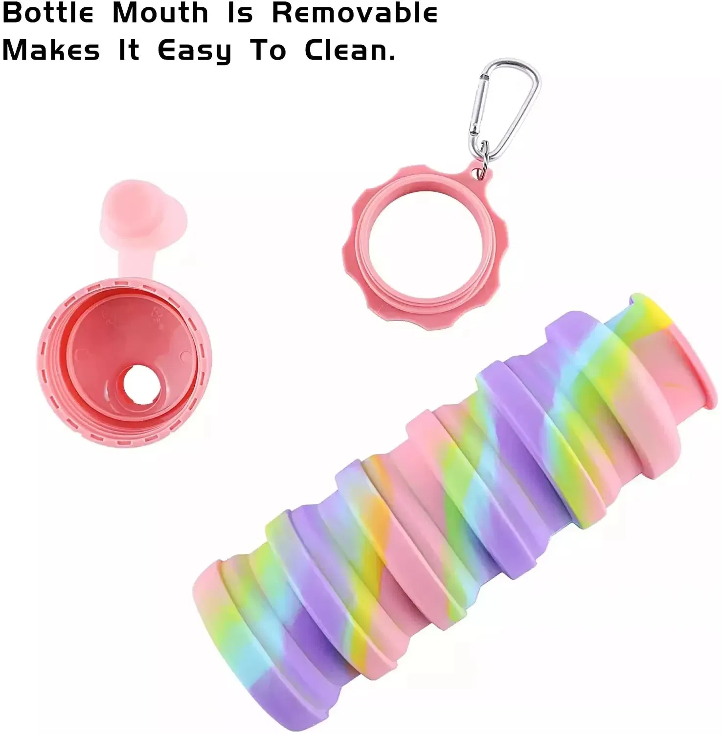 Складная силиконовая спортивная бутылка для воды 500 мл