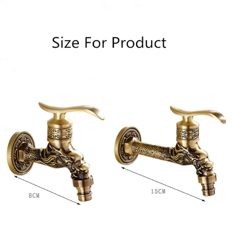 Antique Brass Dragon Carved Washing Machine Faucet Outdoor Faucet
