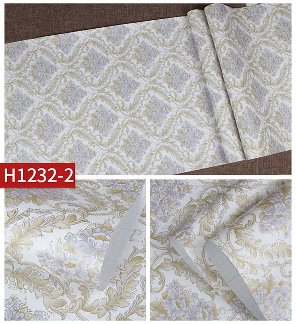 Jinyi H1232, H1238 Floral Black Vinyl Waterproof Glossy Self-Adhesive Contact Paper Wallpaper