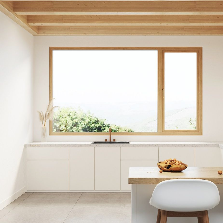 Interior Oak Aluminum Casement Window with Energy Saving for Houseowner and Builder