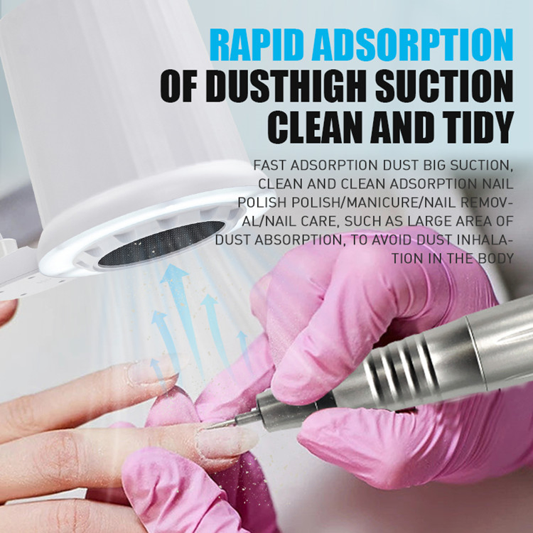 Foldable Powerful Suction LED Pedicure Nail Dust Vacuum Collector with Wheel Stand