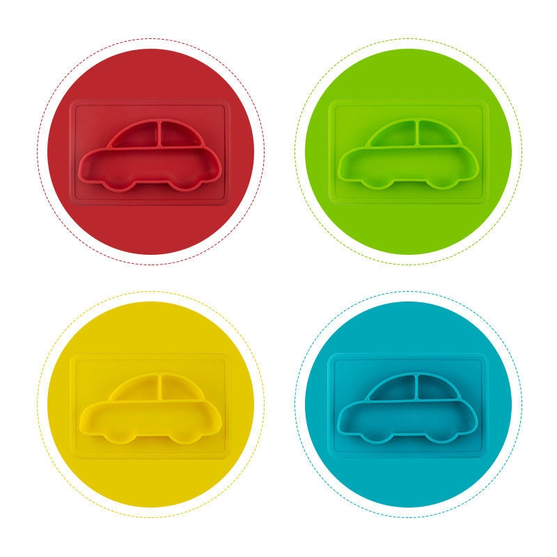 Silicone Baby Feeding Plate with Divided Sections and Safety Baffle
