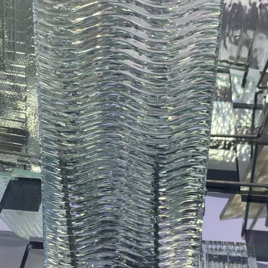 Customize Size Tnickness Decorative Hot Melt Glass Cast Crystal Patterned Textured Glass