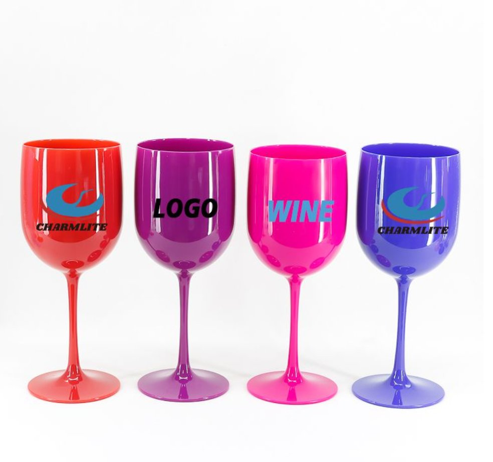 480ml 16oz BPA Free Reusable Customized Colored Plastic Wedding Red Wine Glass Food Grade Dishwasher Safe Unbreakable Wine Cup