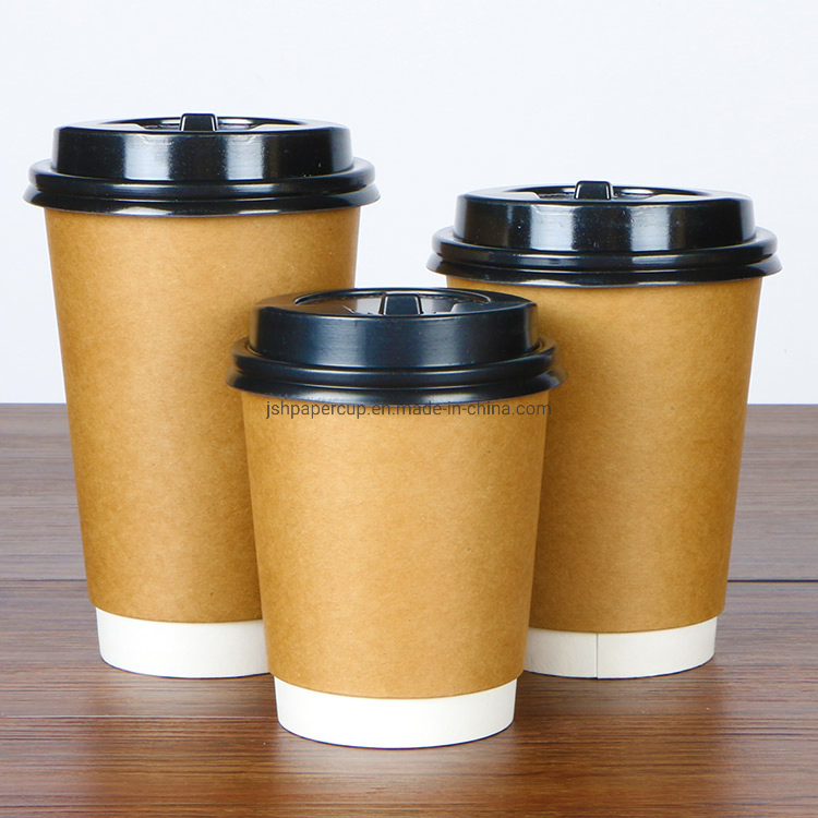 Wholesale Eco Friendly Disposable Full Printing Color 8oz 14oz 16oz Double Wall Customized Coffee Paper Cups for Hot Water Coffee Juice Drinking