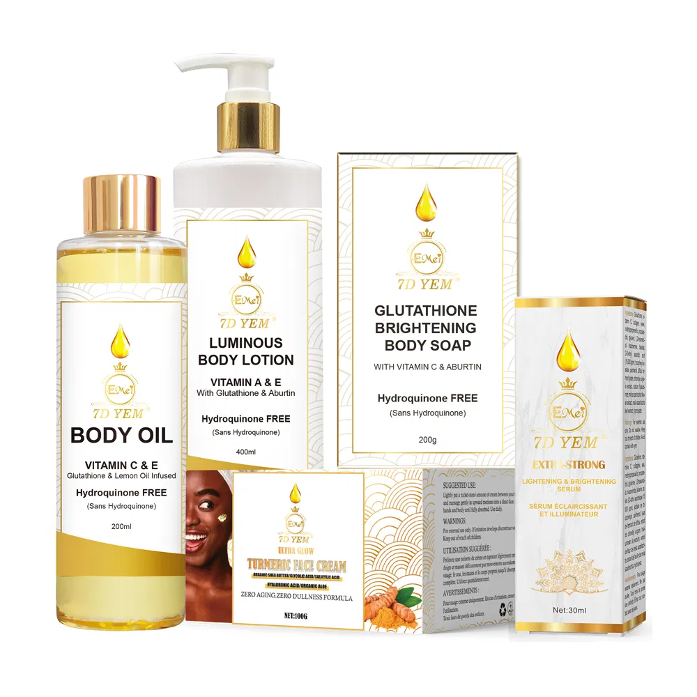 Hot Sale Private Label Beauty Product Body Oil Body Lotion Face Care Cream Oil Soap Skin Whitening Set Skin Brightening Care Kits Series