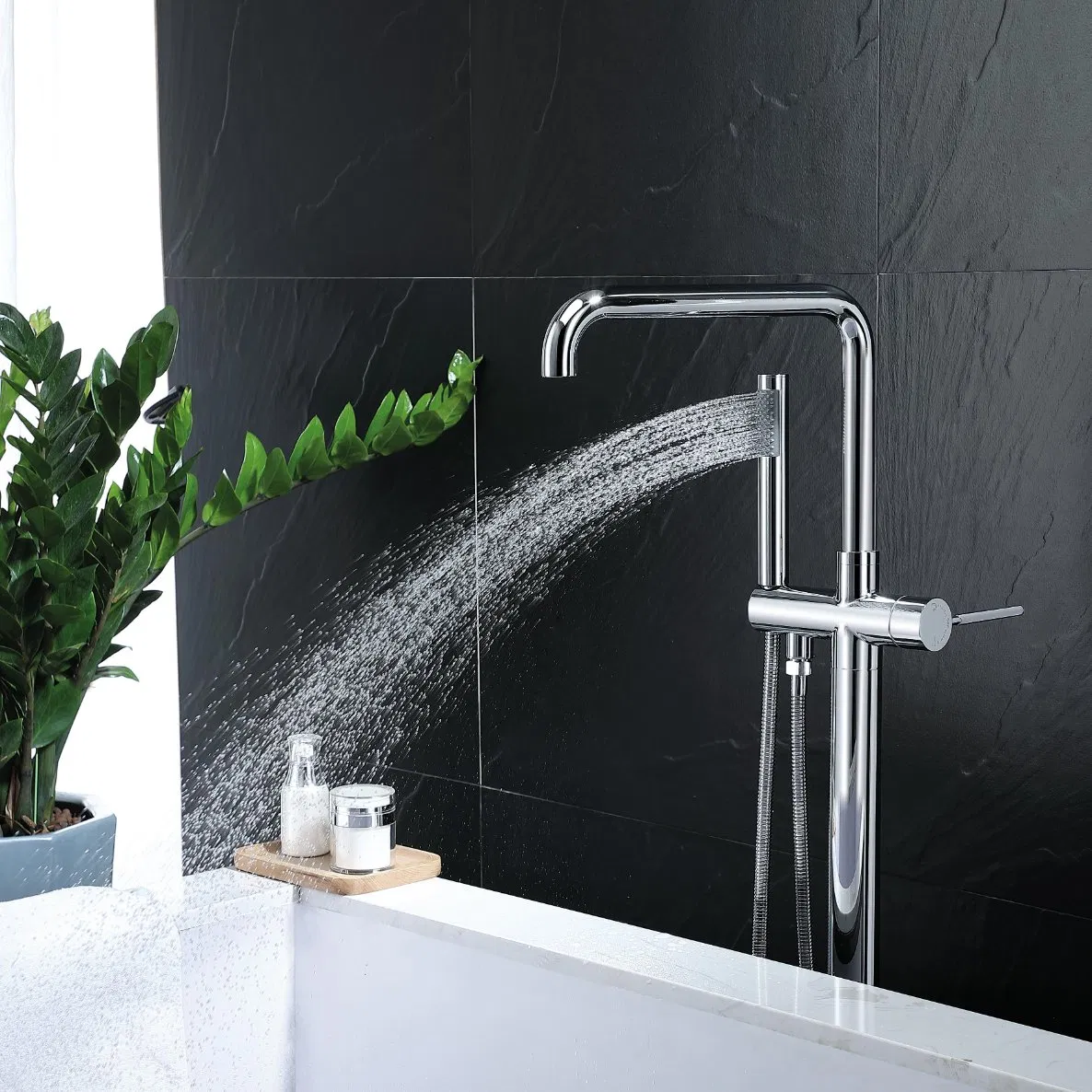 Напольный смеситель для ванны из нержавеющей стали с душем