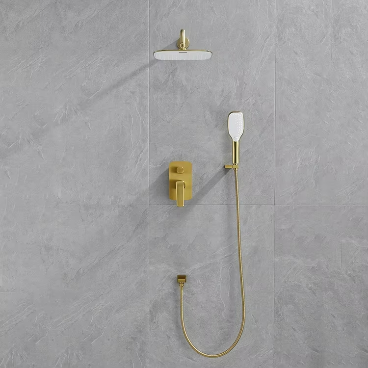 Скрытый душ в стену, латунь, золото