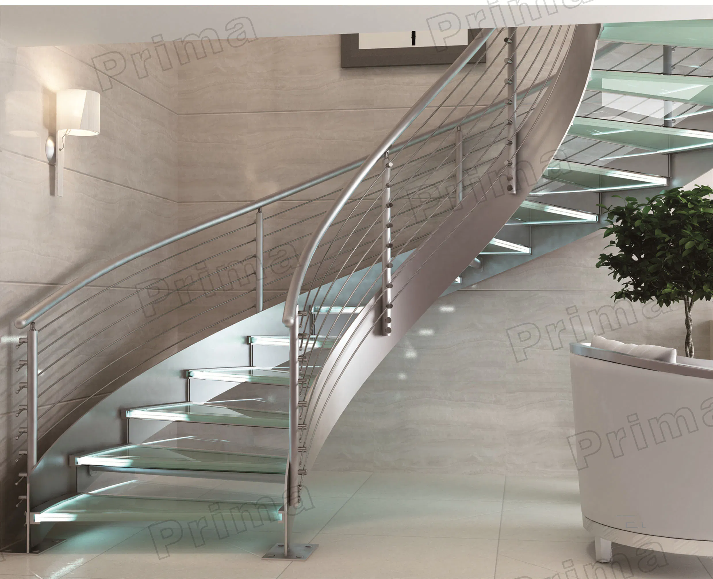 Popular Fashion Modern Design Stainless Steel Straight Staircase