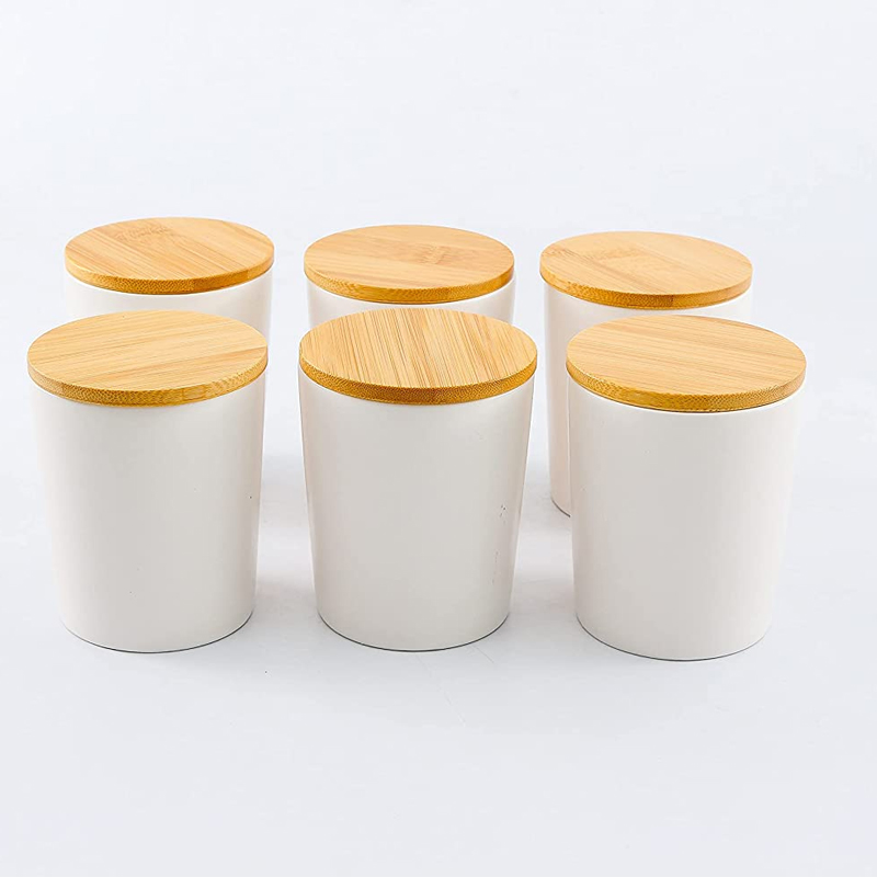 8 Oz Glass Candle Vessels Container Candle Jars with Wooden Lid