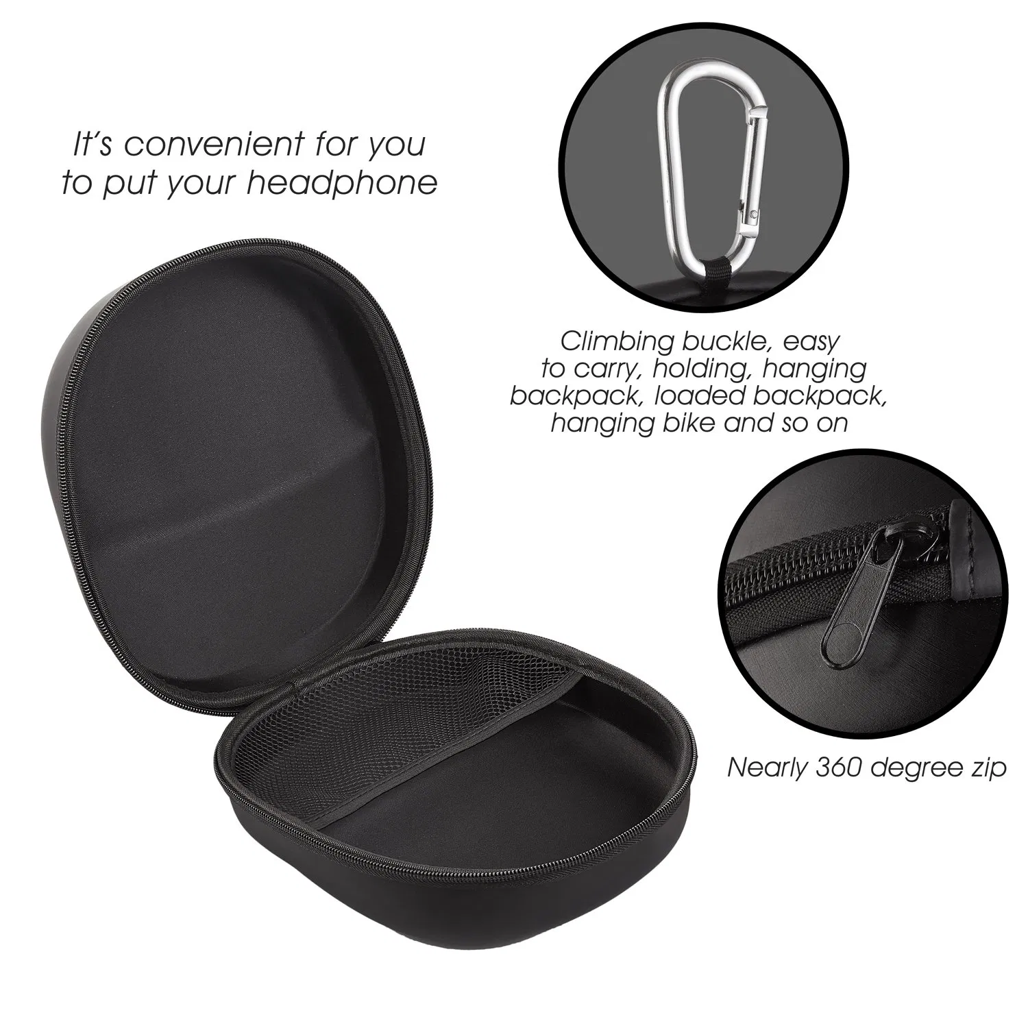 PU Leather Portable Carrying Travel EVA Storage Bag for Headphone/Headset Accessories