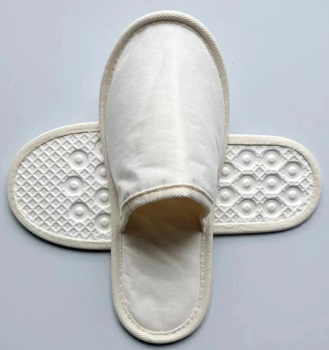 Natural Premium Luxury Hotel Cotton Canvas Cork Sole Biodegradable Compostable Hotel Amenities Slippers Custom Eco-Friendly Reusable Cotton Canvas Slippers