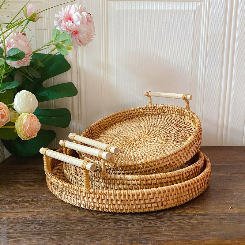 Versatile Storage Basket Round with Handles Medium Support Custom Printing