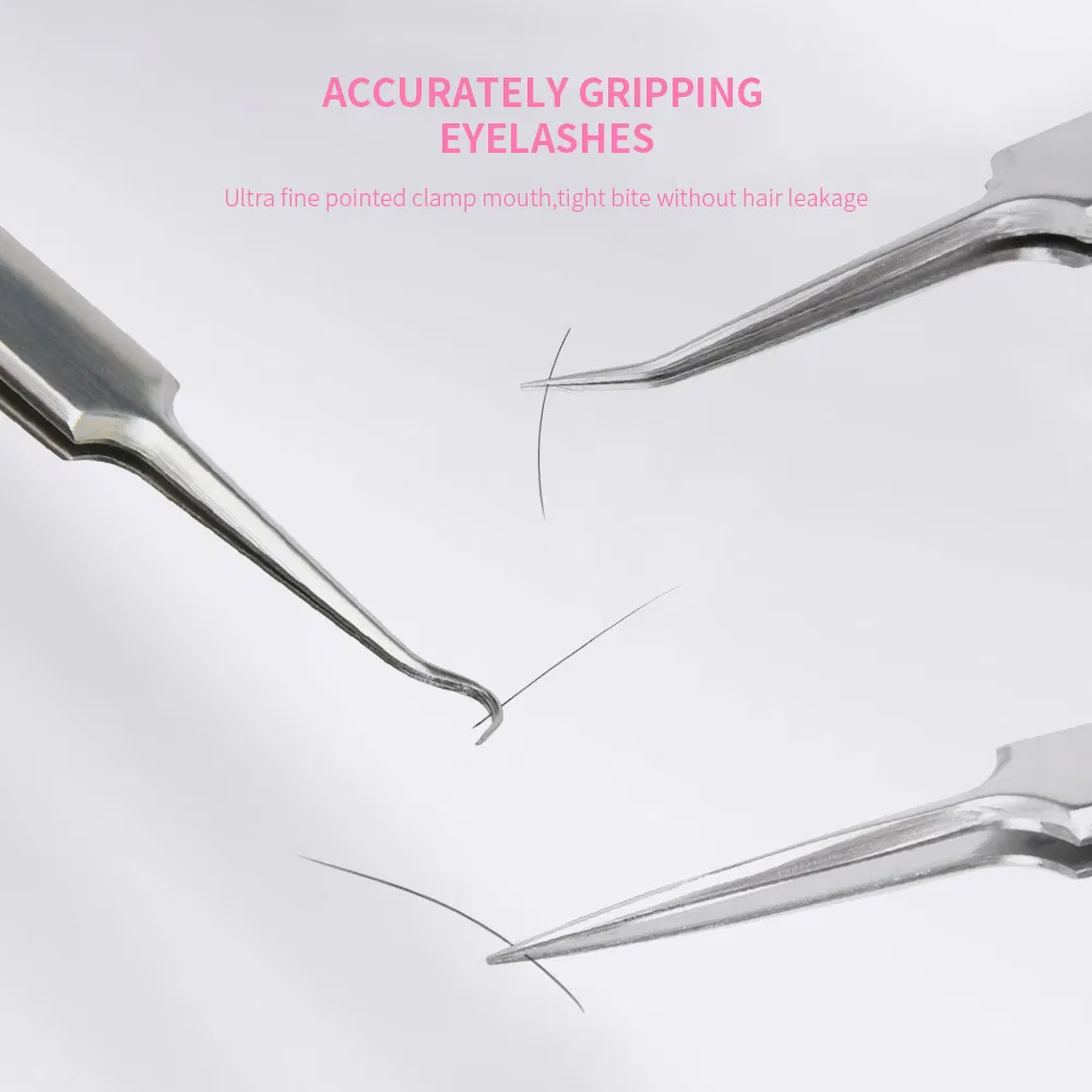 Pointed Tip Stainless Steel Multipurpose Eyelash Extension Tweezers Set