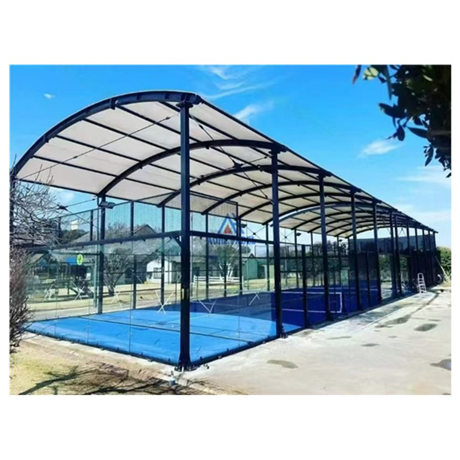 Outdoor 10X20m Professional Manufacturer Super Panoramic Tennis Padel Court Covered Roof