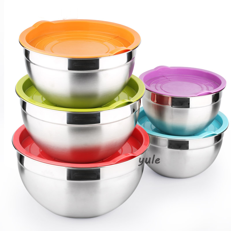 Chinese Manufacturer Professional 201ss 304ss Mixer Silicone Bottom Mixing Bowl with PE Lid