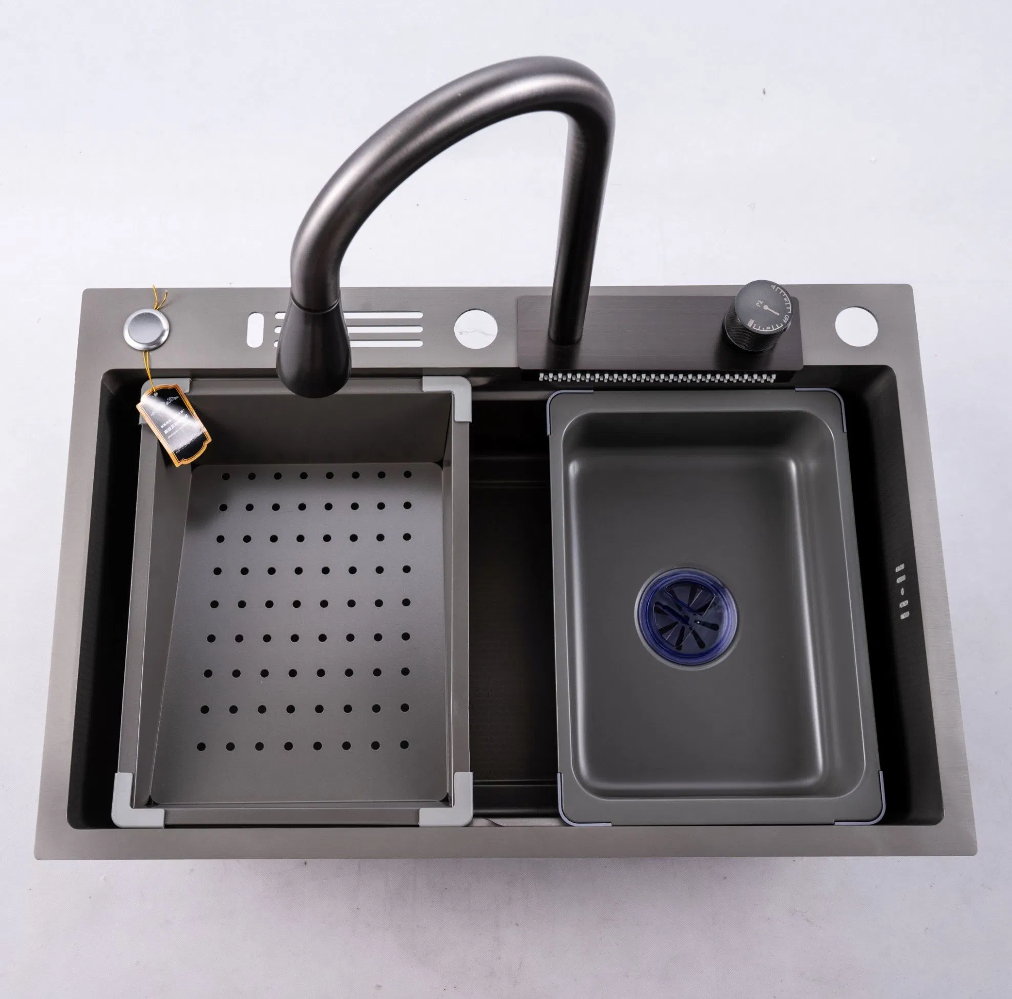Modern Flying Rain Waterfall Stainless Steel Kitchen Sink with Tool Holder