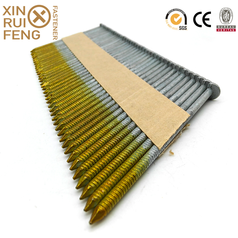 Xinruifeng China Round Head 1/4-Inch X 131 X 33 Frame Nail 90mm Galvanized Smooth Shank Paper Tape Collated Framing Nails