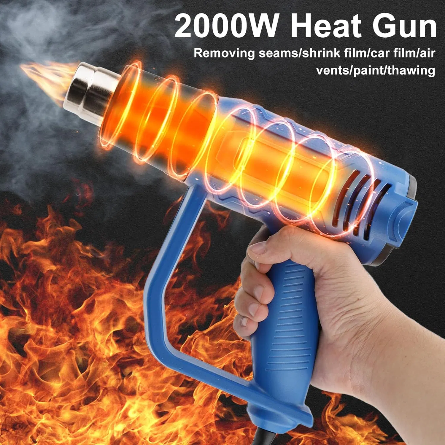 2000W Heavy Duty Hot Air Gun with 3 Nozzles Mini Heat Gun for Crafts