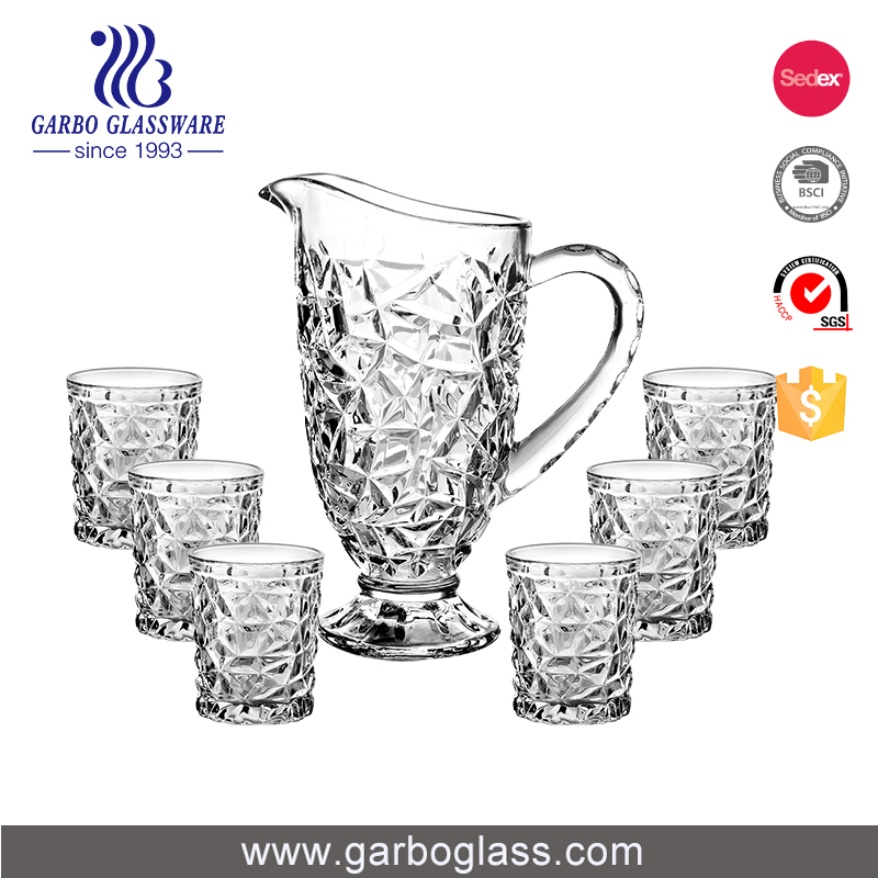 High Quality Classic 7PCS Glass Water Jug Set with 6 Tumblers