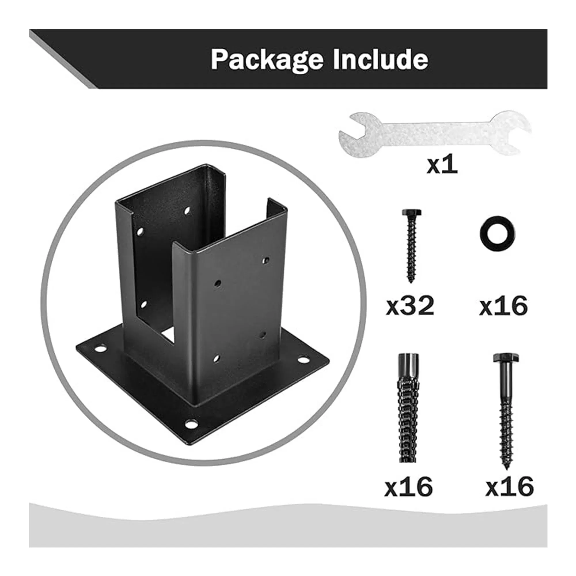 Powder-Coated Steel Deck Support 4X4 Heavy Duty Post Base Bracket for Railing, Pergola, or Pavilion