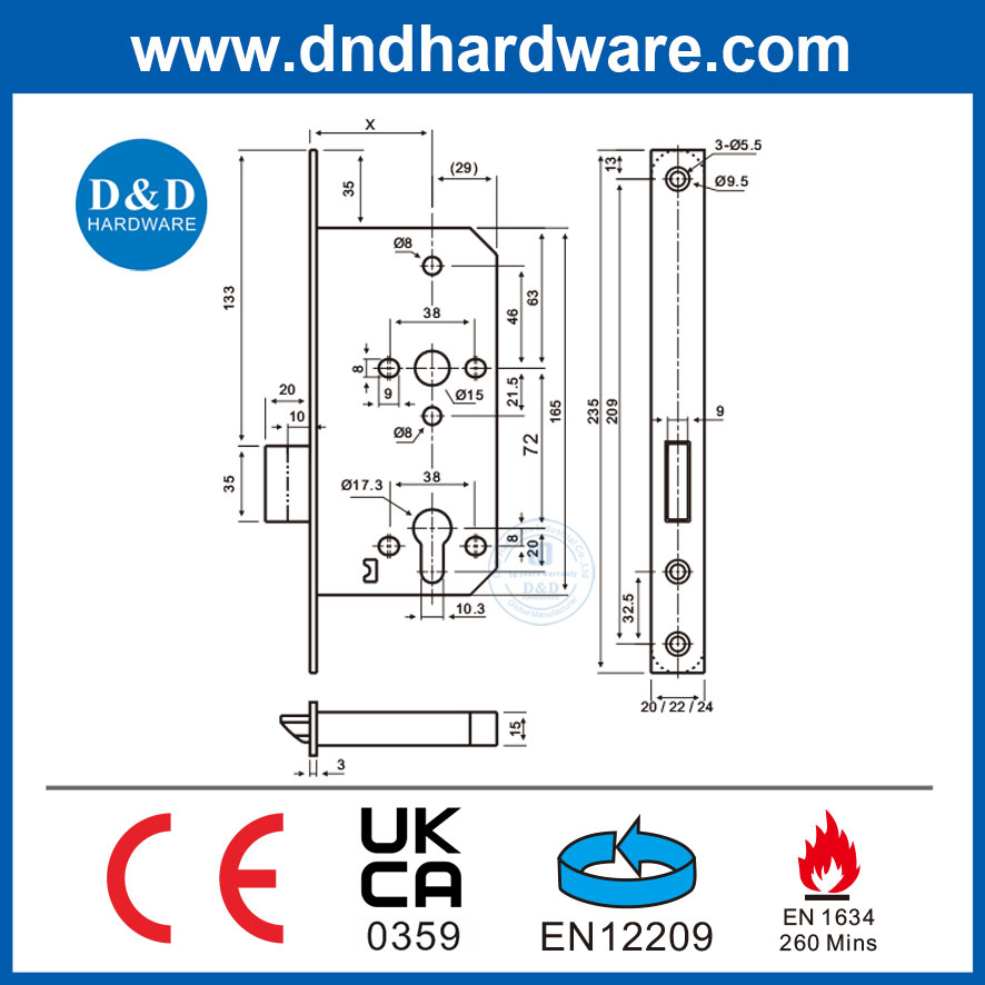 Factory Price CE Certificate Stainless Steel 304 Entrance Door Lock Deadbolt Lock