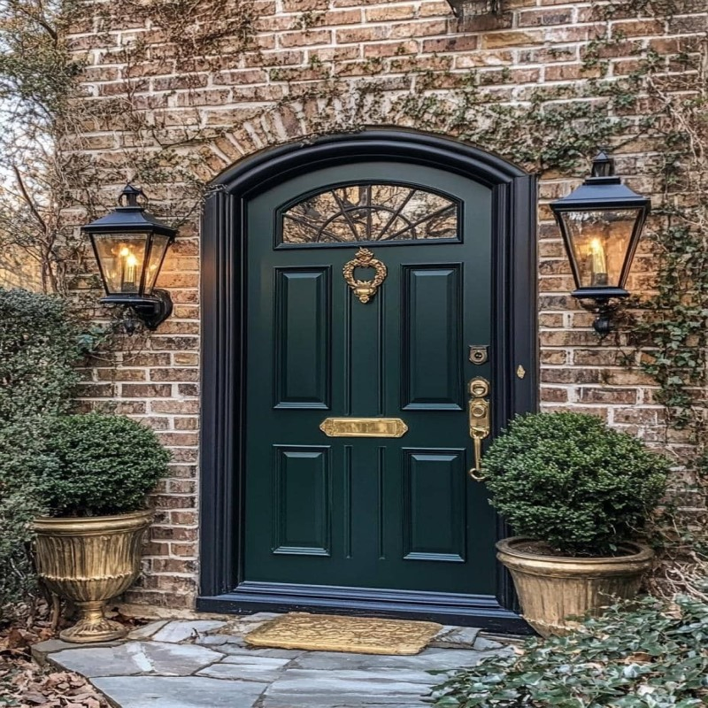 Stunning Single Wooden Villa Entryway Classic Solid Wood Shaker Entry Door