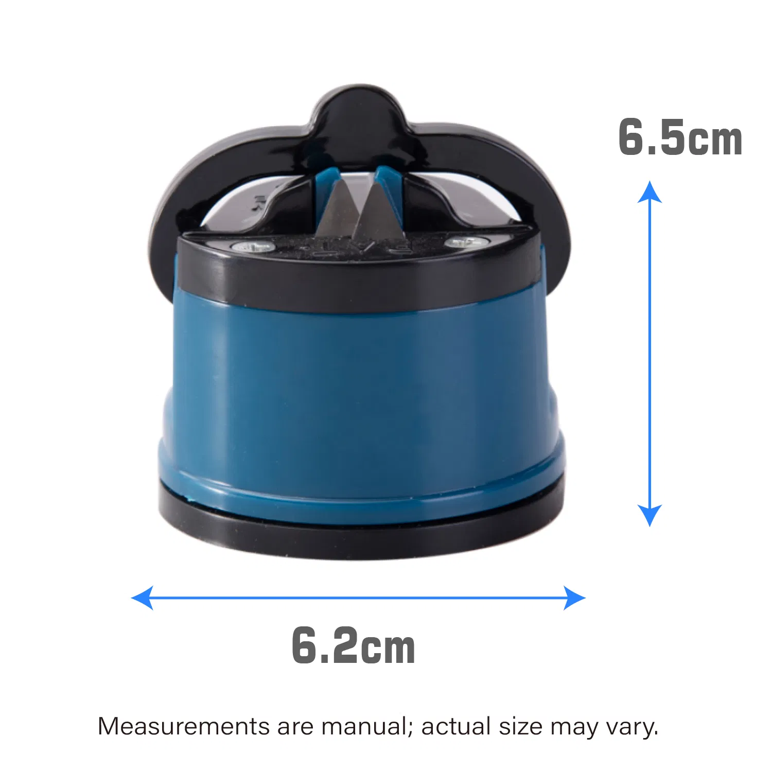 Blue Knife Sharpener Powergrip Suction Base 200X Force Increase Mini Size Fast 3 Step Sharpening for Most Kitchen Knives Tool
