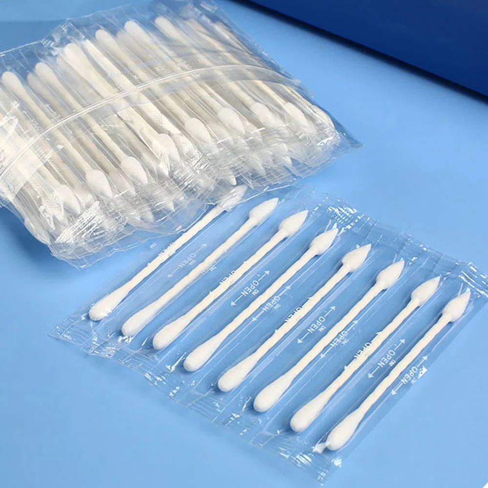 Disposable Single-Piece Individually Wrapped White Paper-Stick Cotton Swabs