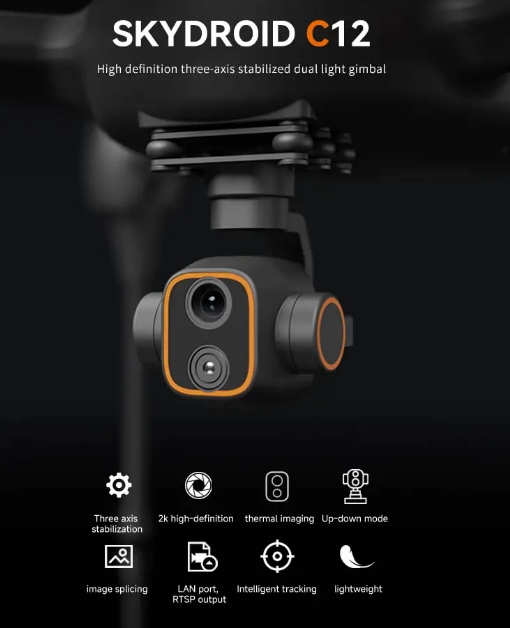 Skydroid C12 Camera 2K Three-Axis Stabilized Ai-Powered Skydriod C12 Drone Camera Lens for Smart Aerial Creativity