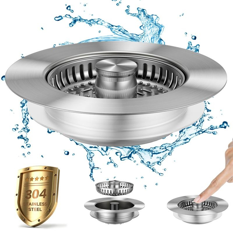 Kitchen Stainless Steel Strainer Sink Plug Deodorizing Anti-Clog Basket Us Standard