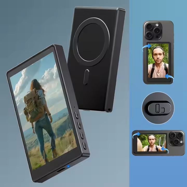 Wireless Selfie Monitor Screen Magnetic Phone Vlog Selfie Monitor Screen for I Phone Android Phone