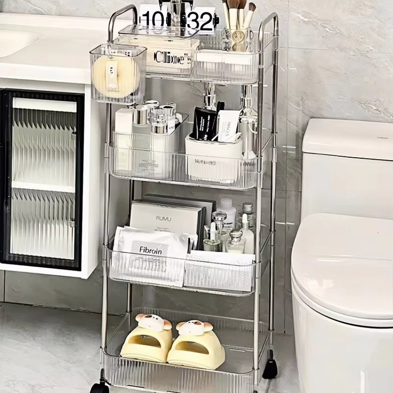 Luxury Elegant Mobile Bathroom Storage Trolley Cart for Toiletries and Cosmetics