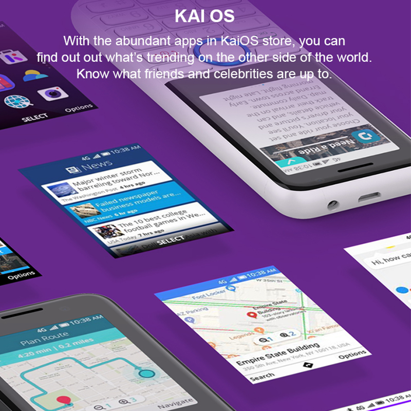 Кнопочный телефон 4G LTE с KaiOS, 2.4 дюйма, 1800 мАч