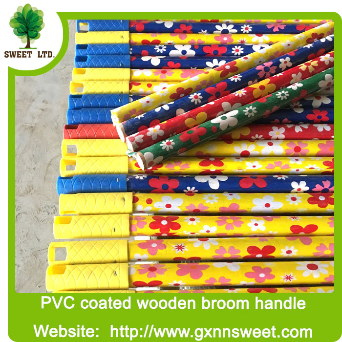 Factory Direct Sale PVC Coated Wooden Broomstick Wooden Stick Wooden Broom Handle