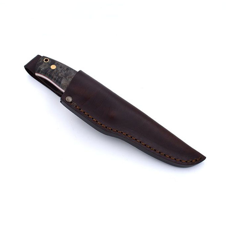 Handmade Hand Forged Fixed Blade Hunting Knife Black Coated Knife with Leather Sheath
