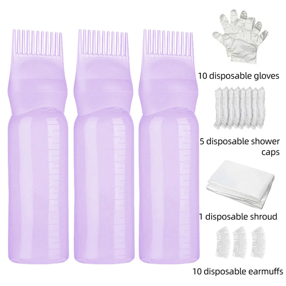 Wholesale Coloring Dye Comb Applicator Squeeze Plastic Bottle Professional 6oz 120ml Salon Hair Dye Oil Brush Bottle with Comb
