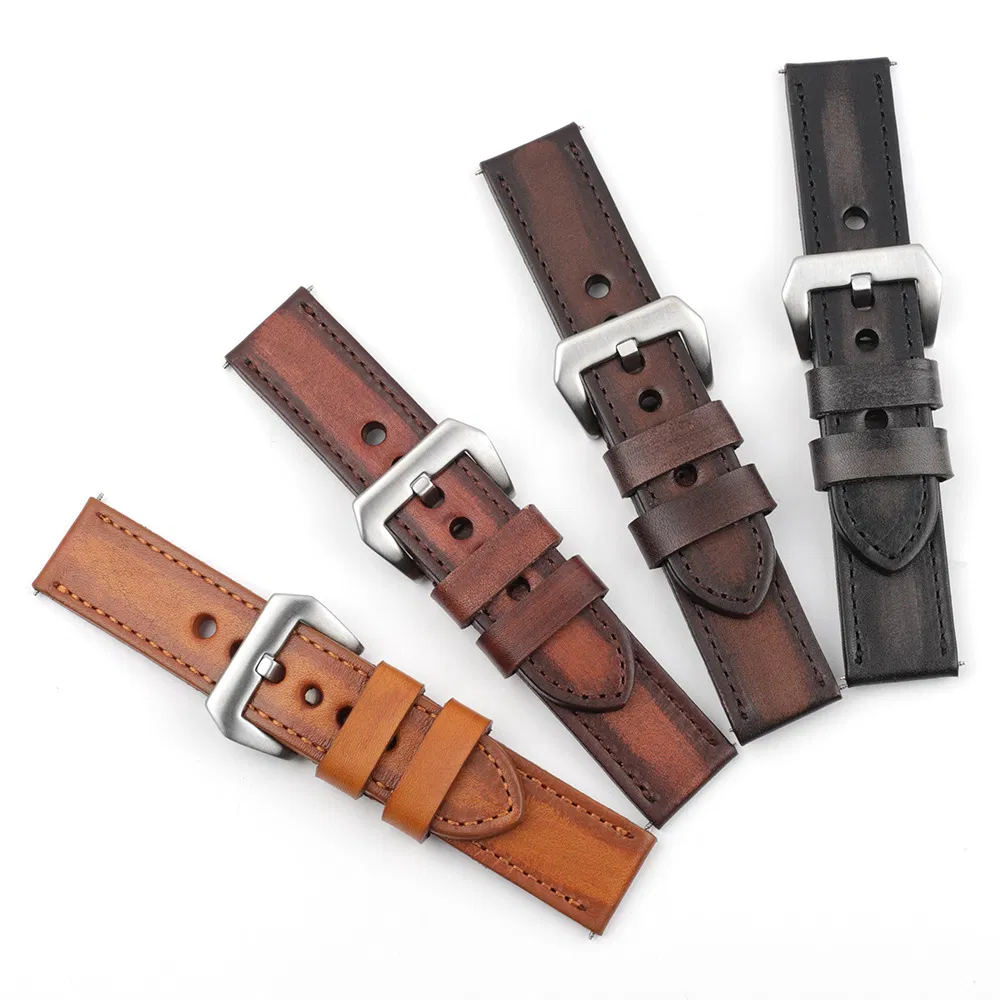 24mm Genuine Leather Watch Straps Vintage Brown Leather Watch Bands for Men Watch