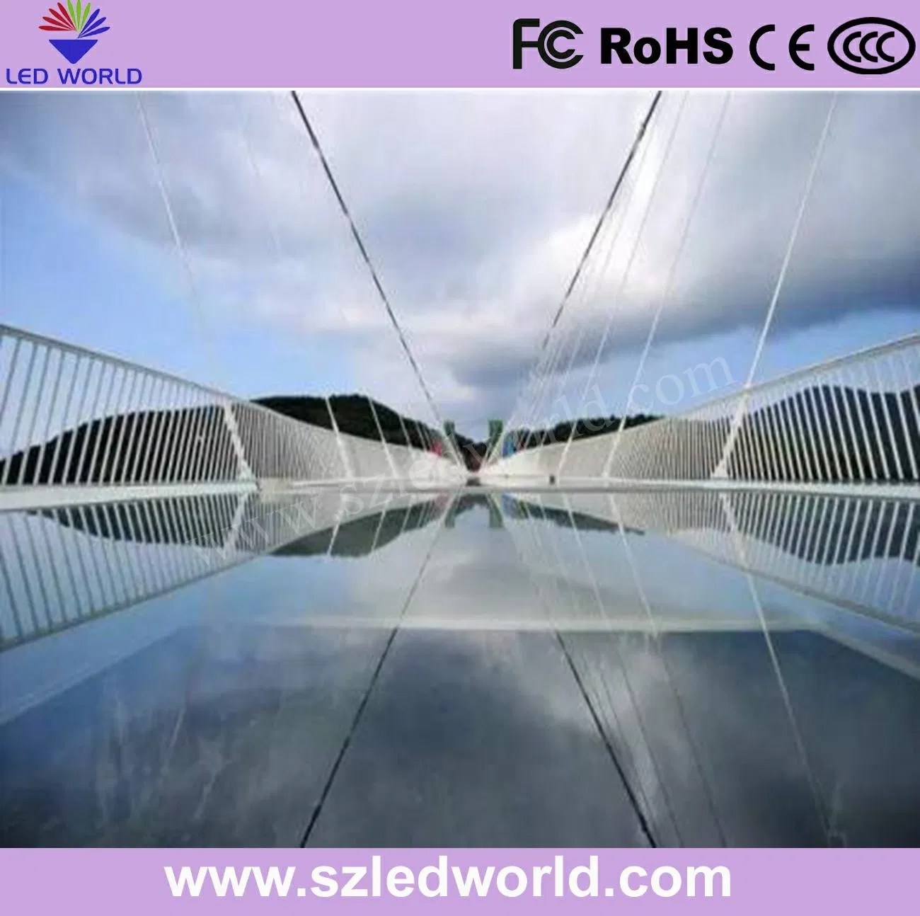 People Create Interactive The Illusion of Broken Glass Bridges Floor LED Display Screen