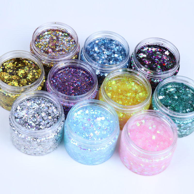 Cosmetic Chunky Glitter Flakes Gel Holographic Face Body Peel-off Chunky Glitter Glue
