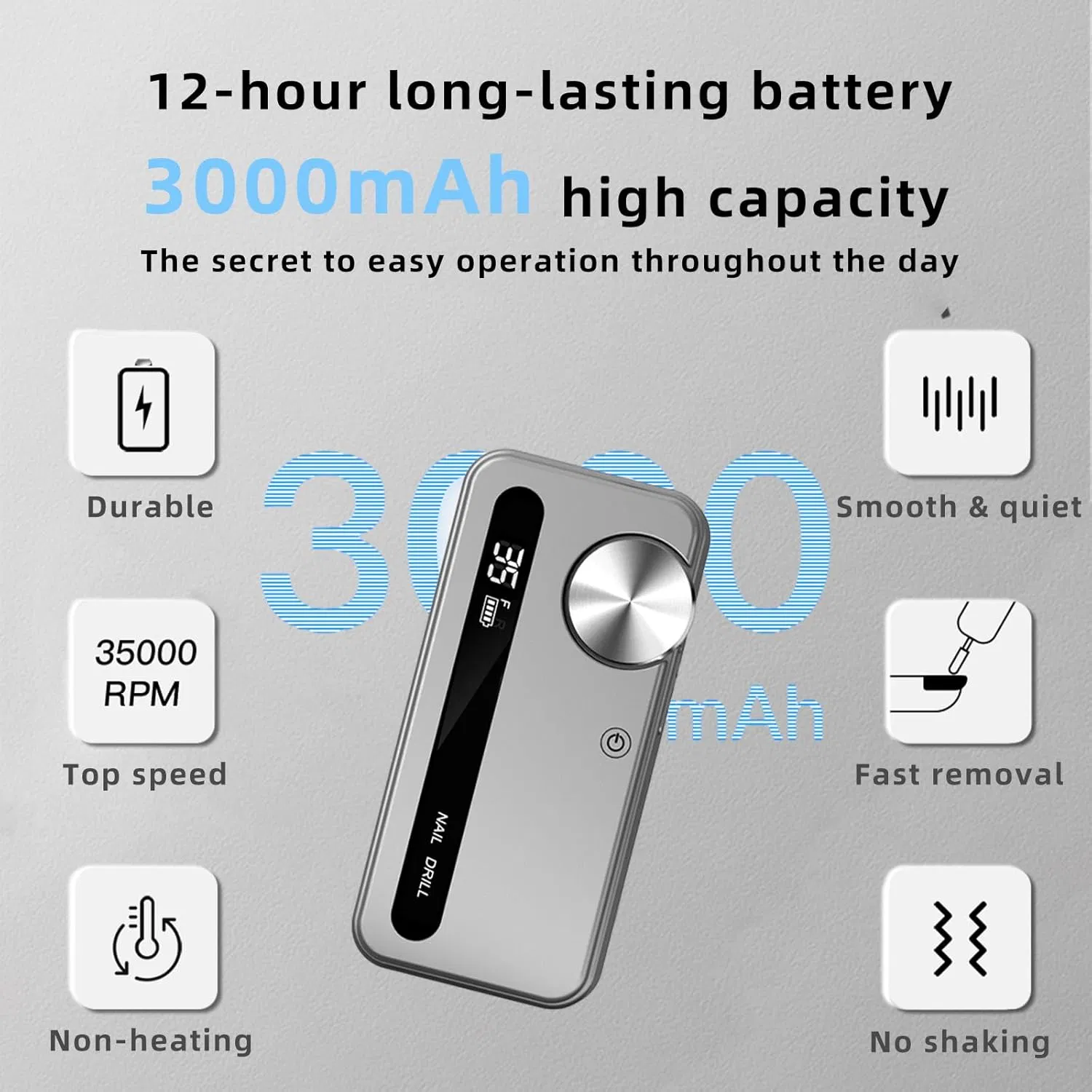 Hot Sale 35000rpm Rechargeable Nail Drill Professional Electric Acrylic Gel Nails Kit Manicure Pedicure Polishing Shape Tools